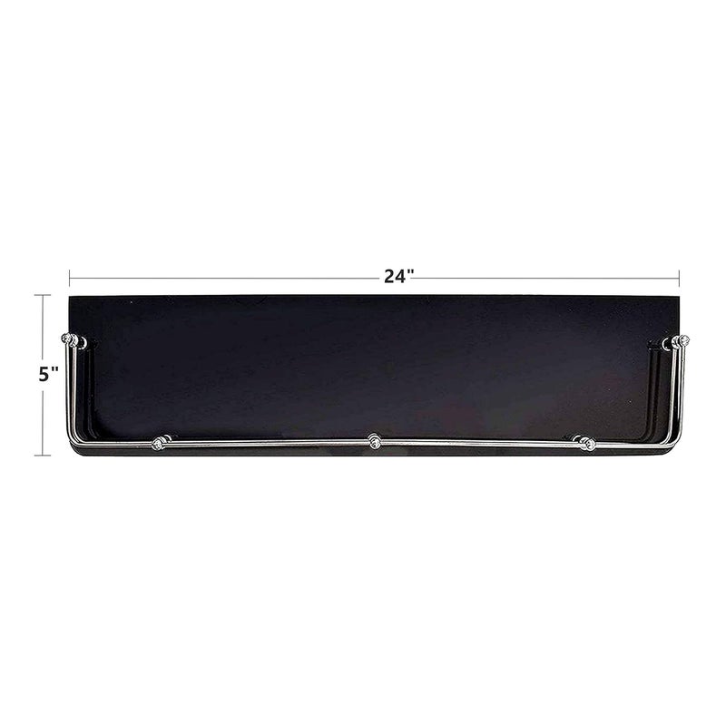 Evolite Fancy Black Tempered Glass Shelf Corner for Bathroom Kitchen Wall Mount Accessories with Fitted Brackets for Home Decor5mm Black Toughened Glass5X24INCHPack of 3 - Image 2