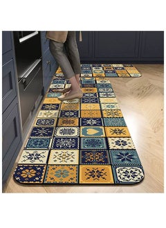 ZCM-HAPPY 2-Piece Set Of Fashion Diatom Mud Floor Mat Water-Absorbing Oil-Absorbing Kitchen Mat Door Mat Bathroom Corridor Porch Non-Slip Ultra-Absorbent Quick-Drying Non-Slip Mat 50x160CM+50x80CM  - Image 1