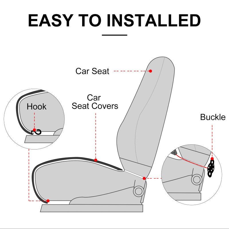 surpassme Comfortable Car Seat Covers Universal Front Seat Coves for Car Accessories with Storage Pockets, Padded Car Interior Covers for Automotive, SUV, Truck, and Van - Image 5