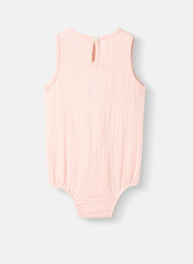 Nautinati Nautinati Girls' Cotton Embroidered Sleeveless Romper