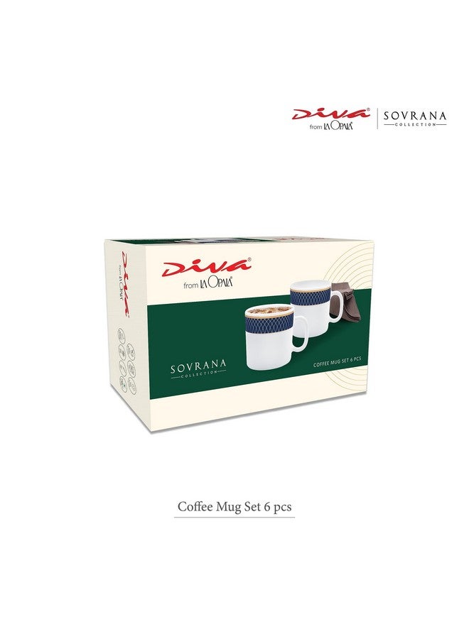 La Opala Diva, Sovrana Collection, Opal Glass Coffee Mug Set 6 pcs, Moroccan Pink, White - Image 4
