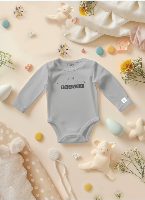 Unisex 100% Bamboo based Ultra-Soft fabric Onesies with Travel Texture-Grey