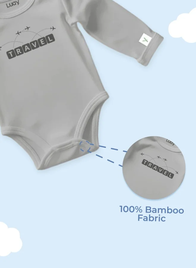 Luay Single Unisex 100% Bamboo based Ultra-Soft fabric Onesies with Travel Texture-Grey  | Best Price UAE