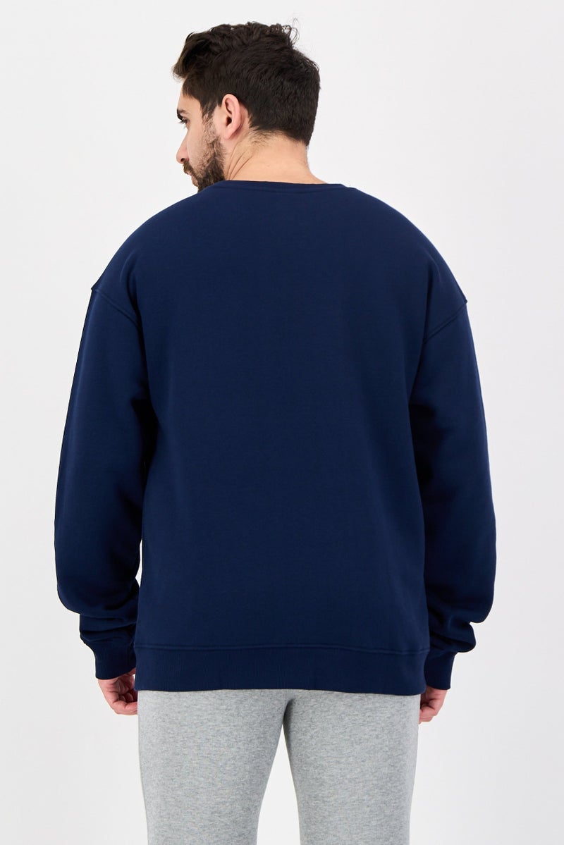 Reebok Men Sportswear Fit Long Sleeve Outdoor Sweatshirt, Navy - Image 3