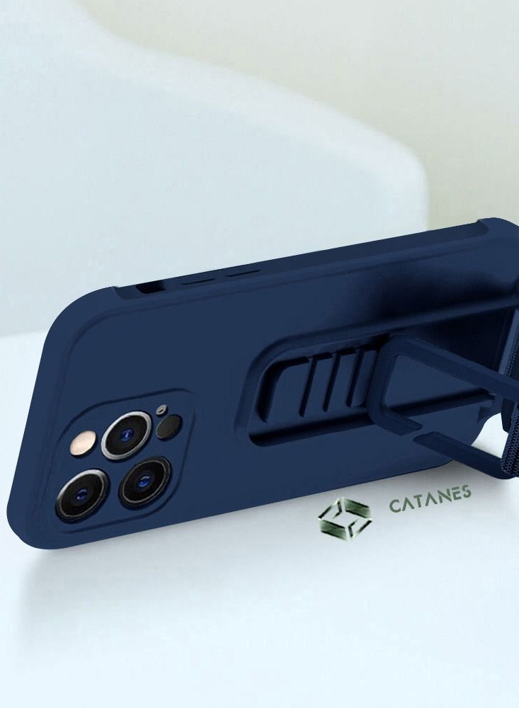 CATANES 2 Pack For iPhone 13 Pro Case Cover And Screen Protector With Strap And Adjustable Grip Case Blue - Image 4