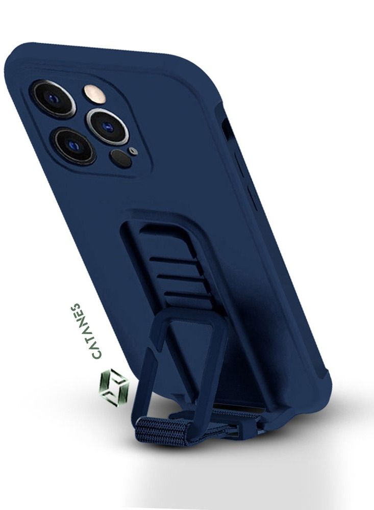 CATANES 2 Pack For iPhone 13 Pro Case Cover And Screen Protector With Strap And Adjustable Grip Case Blue - Image 2