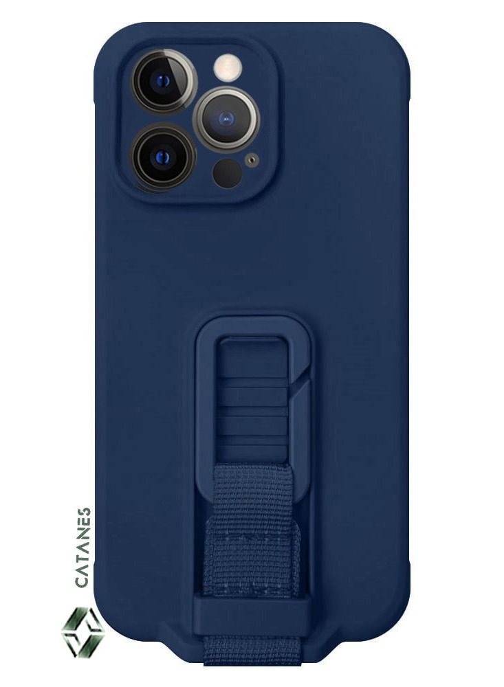CATANES 2 Pack For iPhone 13 Pro Case Cover And Screen Protector With Strap And Adjustable Grip Case Blue - Image 3