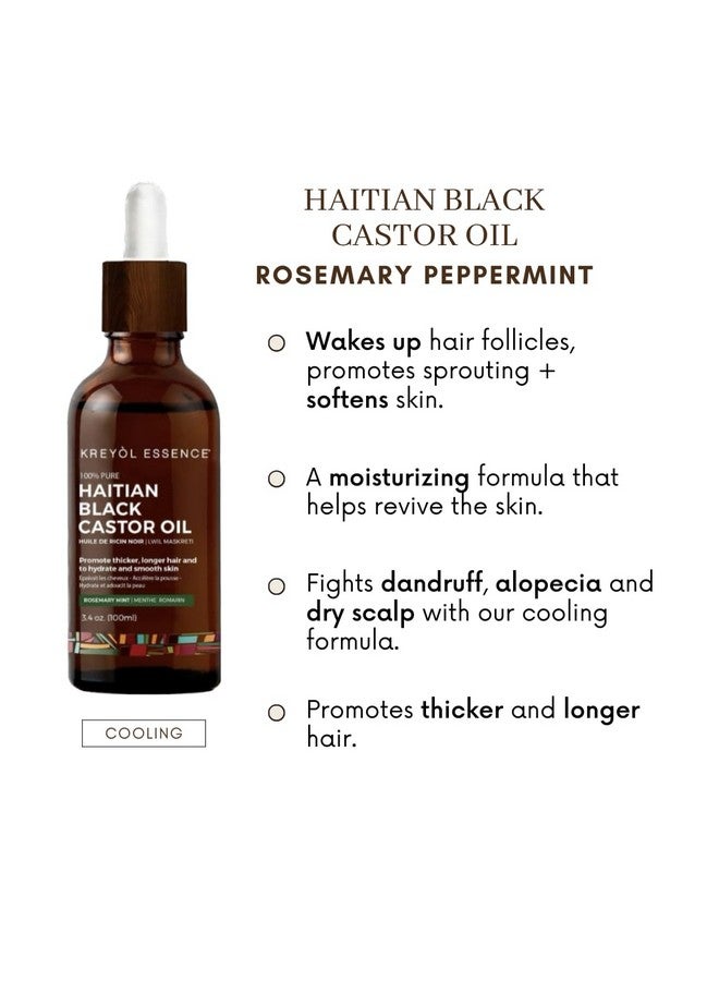 كريول إسينس زيت كريول إيسنس روزماري والنعناع وزيت الخروع الأسود الهايتي للبشرة والشعر، زجاجة زجاجية بحجم 2 أونصة، زيت إكليل الجبل، مرطب طبيعي خالٍ من الهكسان ونمو الشعر. - Image 4