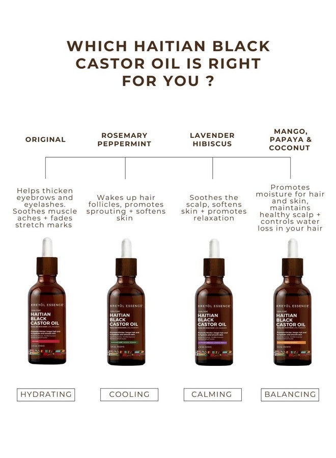 كريول إسينس زيت كريول إيسنس روزماري والنعناع وزيت الخروع الأسود الهايتي للبشرة والشعر، زجاجة زجاجية بحجم 2 أونصة، زيت إكليل الجبل، مرطب طبيعي خالٍ من الهكسان ونمو الشعر. - Image 5