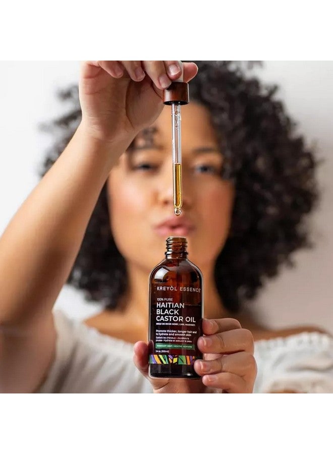 كريول إسينس زيت كريول إيسنس روزماري والنعناع وزيت الخروع الأسود الهايتي للبشرة والشعر، زجاجة زجاجية بحجم 2 أونصة، زيت إكليل الجبل، مرطب طبيعي خالٍ من الهكسان ونمو الشعر. - Image 2