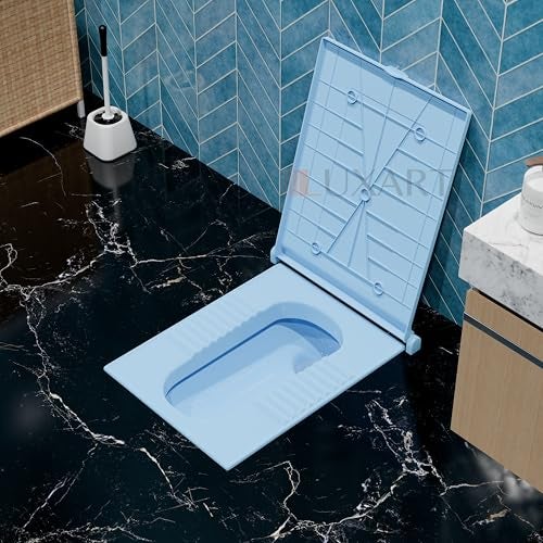 LUXART Indian Square Toilet Cover 56L x 42W | Blue 21 Inch Orissa Pan Toilet Seat Cover | PP Commode Seat Cover | Lid for Indian Commodes with Easy Installation Kit - Image 3