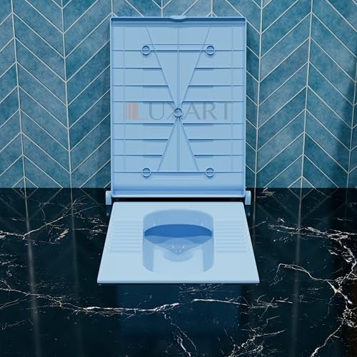 LUXART Indian Square Toilet Cover 56L x 42W | Blue 21 Inch Orissa Pan Toilet Seat Cover | PP Commode Seat Cover | Lid for Indian Commodes with Easy Installation Kit - Image 4