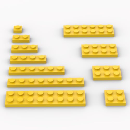 YUJHITP 300 Piece Yellow Building Plate Bulk Assortment Pack Yellow Small Base Plate Accessories for Building with 12 Size Compatible with Lego Parts and PiecesColor Yellow - Image 1