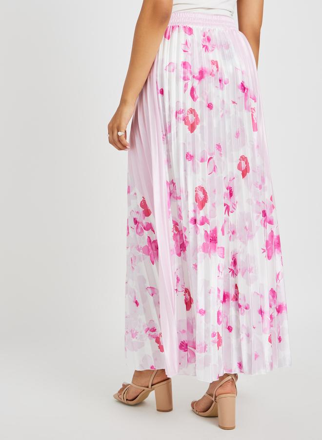 Styli Styli Floral Print Pleated A-Line Maxi Skirt  - Image 4
