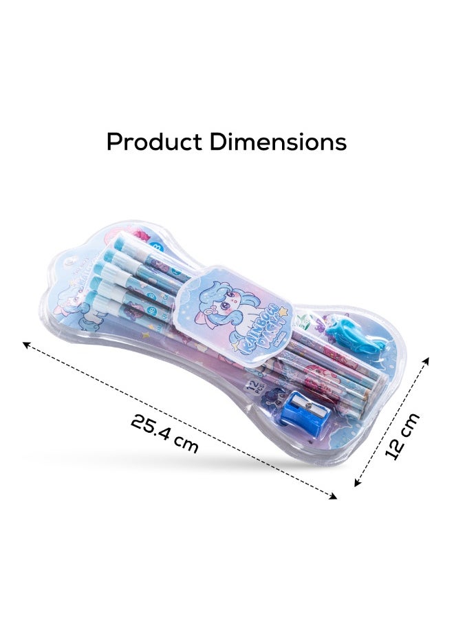 Eazy Kids 12-Piece HB Pencil Set w/ Eraser & Grip -Blue