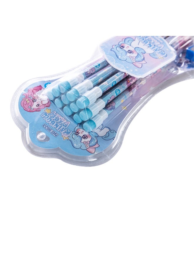 Eazy Kids 12-Piece HB Pencil Set w/ Eraser & Grip -Blue