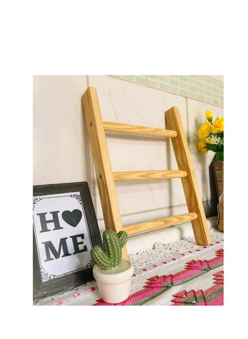 Generic - Wood Tabletop Ladder -Perfect for Personalized Home Decor Display and Mini Ladder Towel Rack Display Hanger. - Image 1