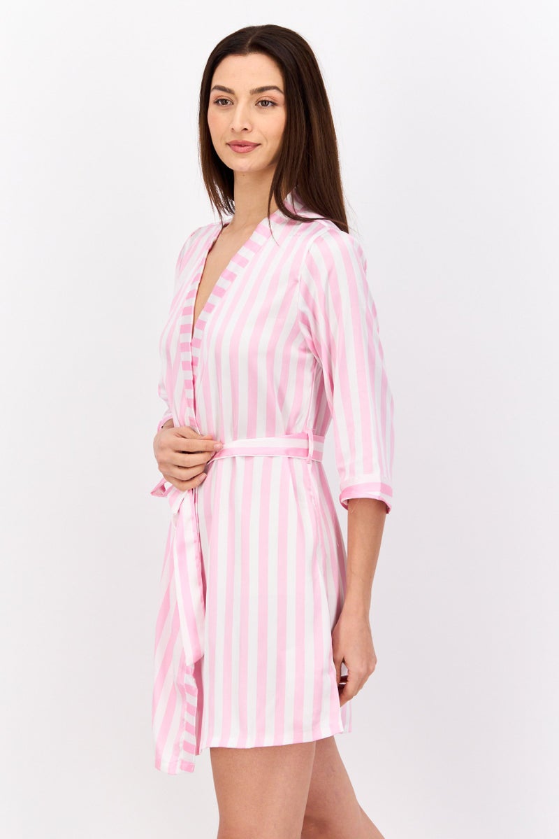 BRAVE SOUL Women Split Neck Striped 3  - Image 4