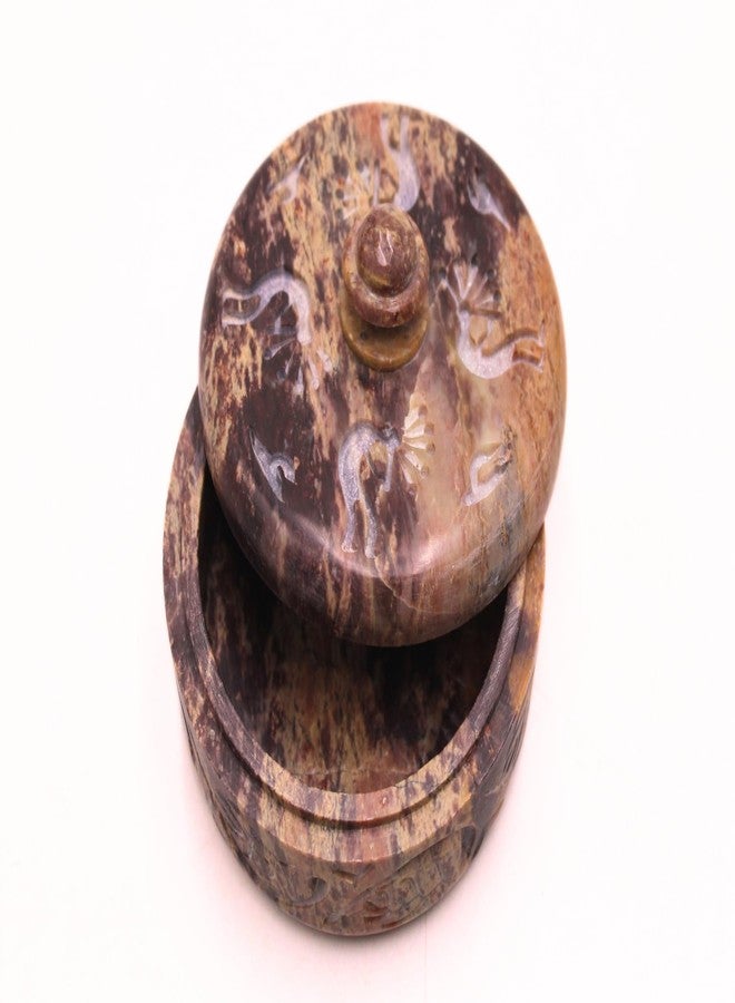 SANDSTERS VR SOURCING Handcrafted Stone Box with Intricate Bird Carving – Round Decorative Storage for Jewelry & Pooja Essentials - Image 5