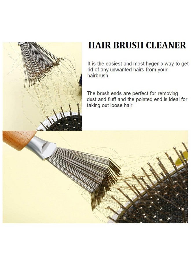 UrbanMooch 2 Packs Hair Brush Cleaner Cleaning Tool Comb Cleaner Hair Brush Cleaner Comb Brushes Mini Hair Dirt Remover Brush With Metal Wire Rake Wooden Handle For Home And Salon Use - Image 5