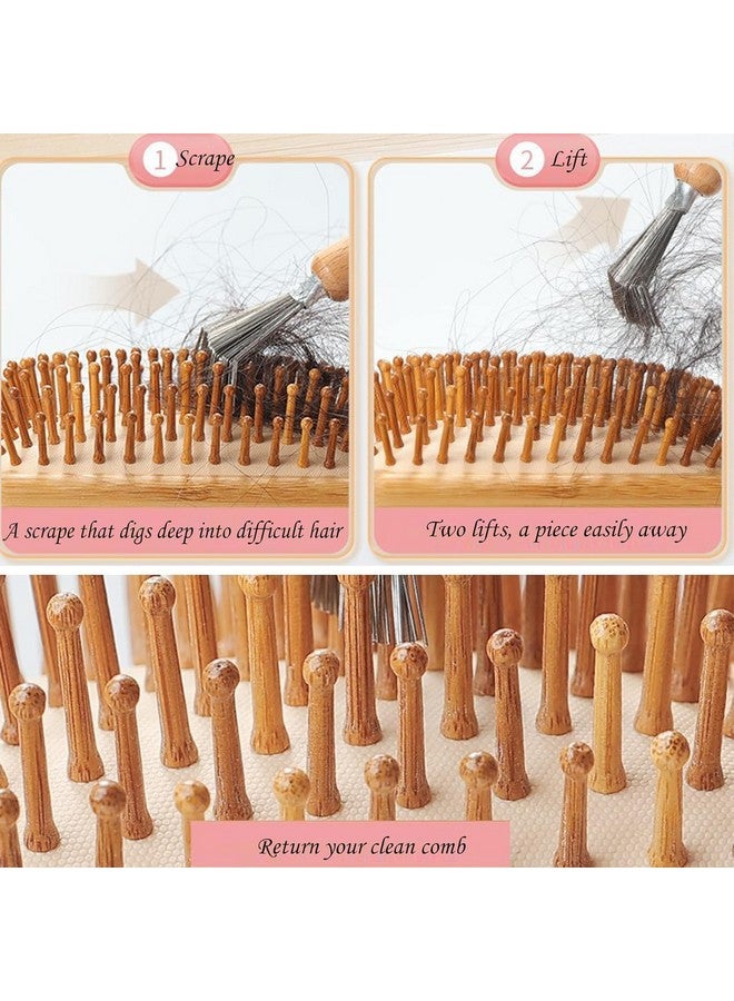 UrbanMooch 2 Packs Hair Brush Cleaner Cleaning Tool Comb Cleaner Hair Brush Cleaner Comb Brushes Mini Hair Dirt Remover Brush With Metal Wire Rake Wooden Handle For Home And Salon Use - Image 4