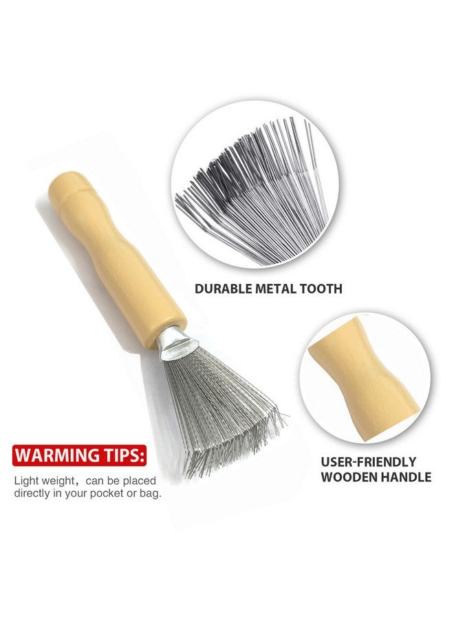 UrbanMooch 2 Packs Hair Brush Cleaner Cleaning Tool Comb Cleaner Hair Brush Cleaner Comb Brushes Mini Hair Dirt Remover Brush With Metal Wire Rake Wooden Handle For Home And Salon Use - Image 2