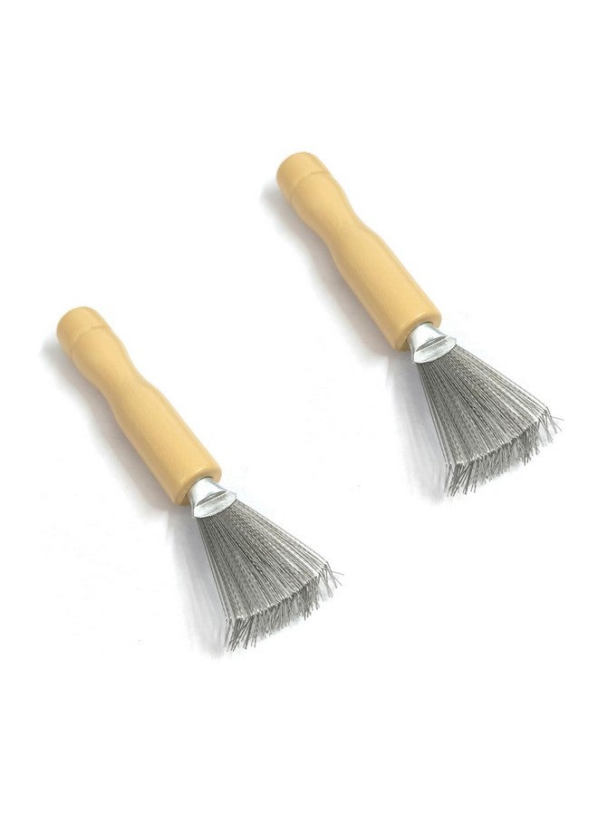 UrbanMooch 2 Packs Hair Brush Cleaner Cleaning Tool Comb Cleaner Hair Brush Cleaner Comb Brushes Mini Hair Dirt Remover Brush With Metal Wire Rake Wooden Handle For Home And Salon Use - Image 1