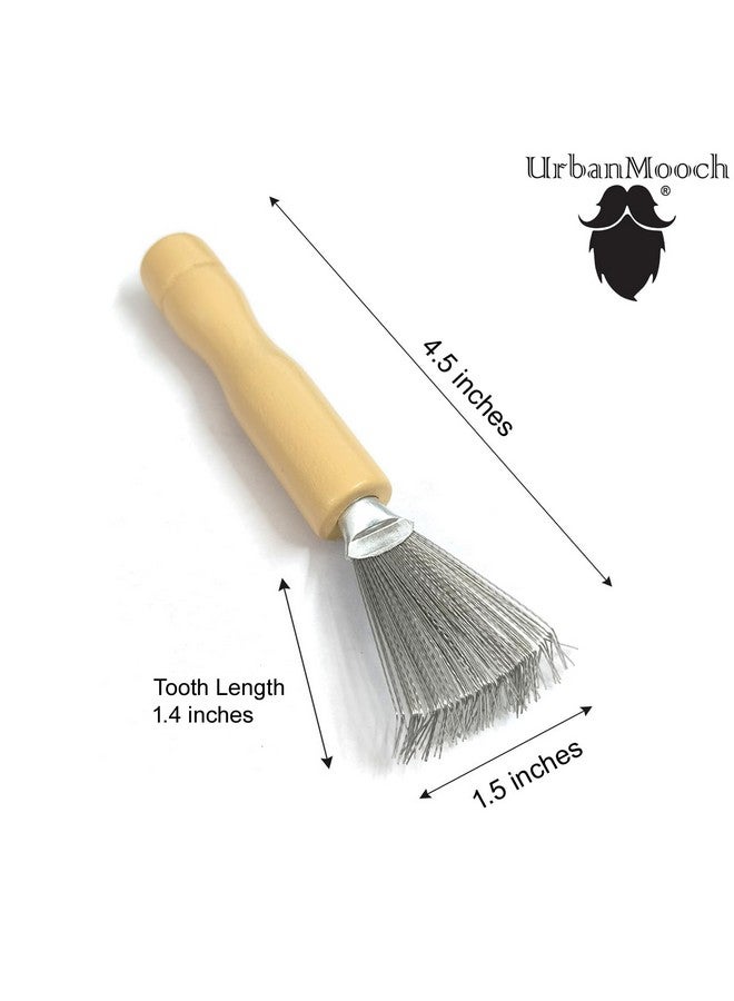 UrbanMooch 2 Packs Hair Brush Cleaner Cleaning Tool Comb Cleaner Hair Brush Cleaner Comb Brushes Mini Hair Dirt Remover Brush With Metal Wire Rake Wooden Handle For Home And Salon Use - Image 3