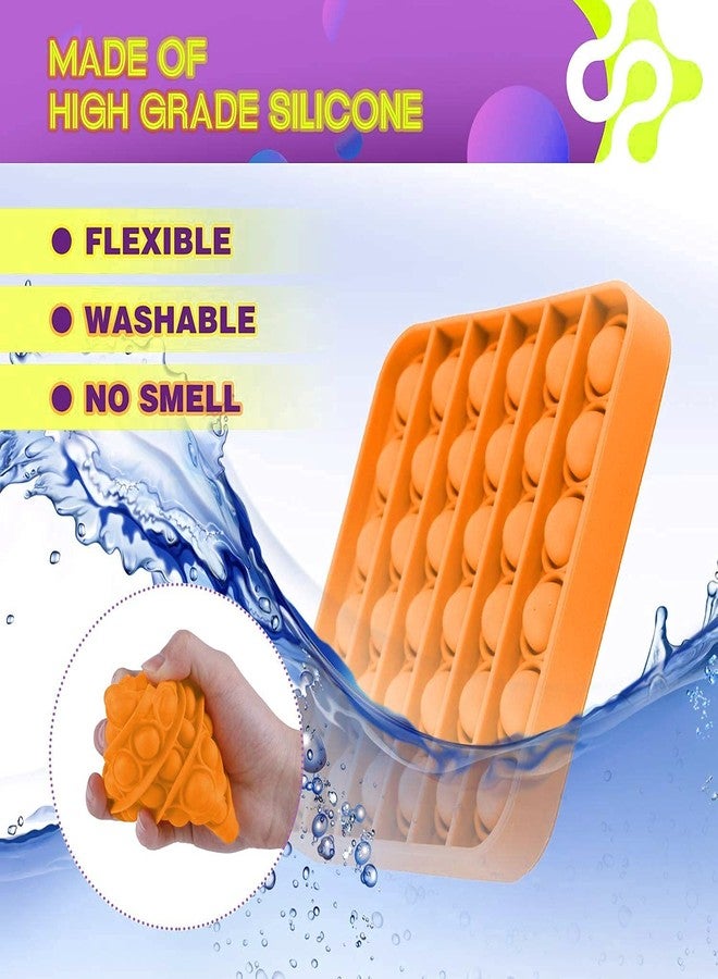 TAG3 ® Pop It Push Pop Bubble Fidget Silicone Stress Relief Toy - Square (12x12 cms) (Orange) - Image 3