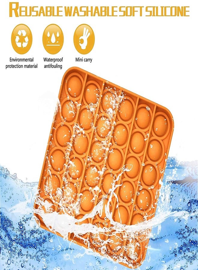 TAG3 ® Pop It Push Pop Bubble Fidget Silicone Stress Relief Toy - Square (12x12 cms) (Orange) - Image 4