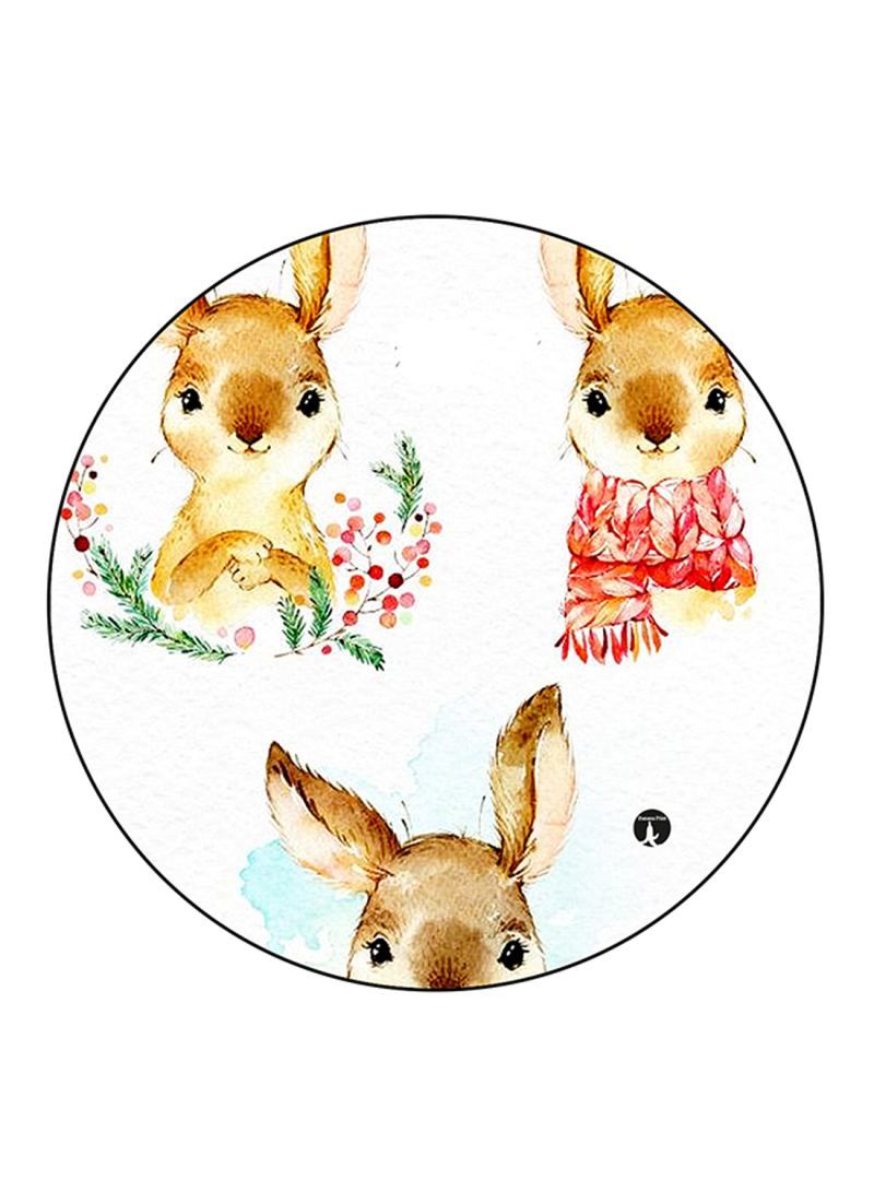 RKN Rabbits Printed Mouse Pad Round  Multicolour