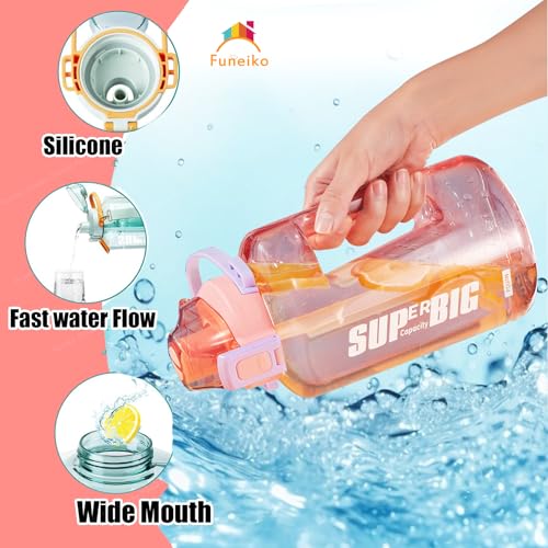 Funeiko Polypropylene Sports Water Bottle - Large Capacity Protein Shaker, Leakproof For Gym, BPA Free - 1.5 L (Pink) - Image 4