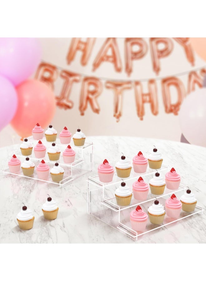 YelaJoy Acrylic Riser Display Stand, 3 Tier Cupcake Holder, Clear Perfume Organizer Stand, Display Shelf for Figures and Collection, Dessert Shelves for Party, Display Risers for Decoration and Organizer - Image 3