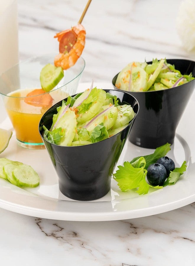 Restaurantware-5 Ounce Inch Serving Bowls, 100 Disposable Appetizer Bowls - Incline Design, Round, Black Plastic Snack Bowl, Durable, For Weddings Birthdays, And More - Image 3