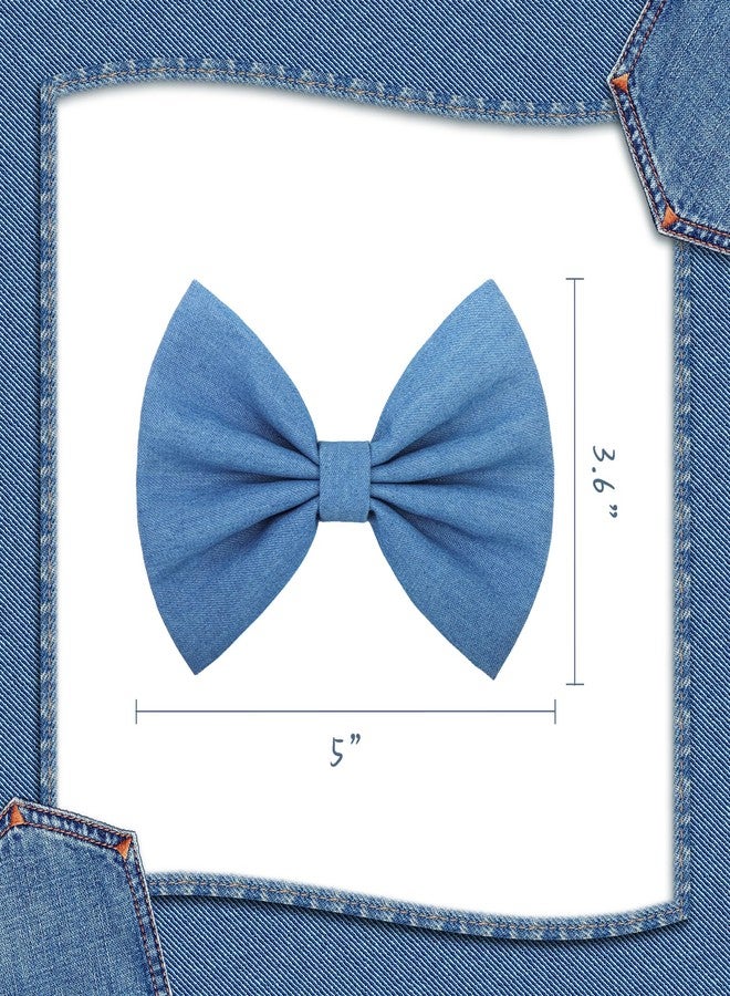 ONENINEDREAM 2pcs Denim Bow Clips for Girls Light Blue Western Hair Accessories for Women Bows for Halloween Accessory Hair Accessory for Kids - Image 4
