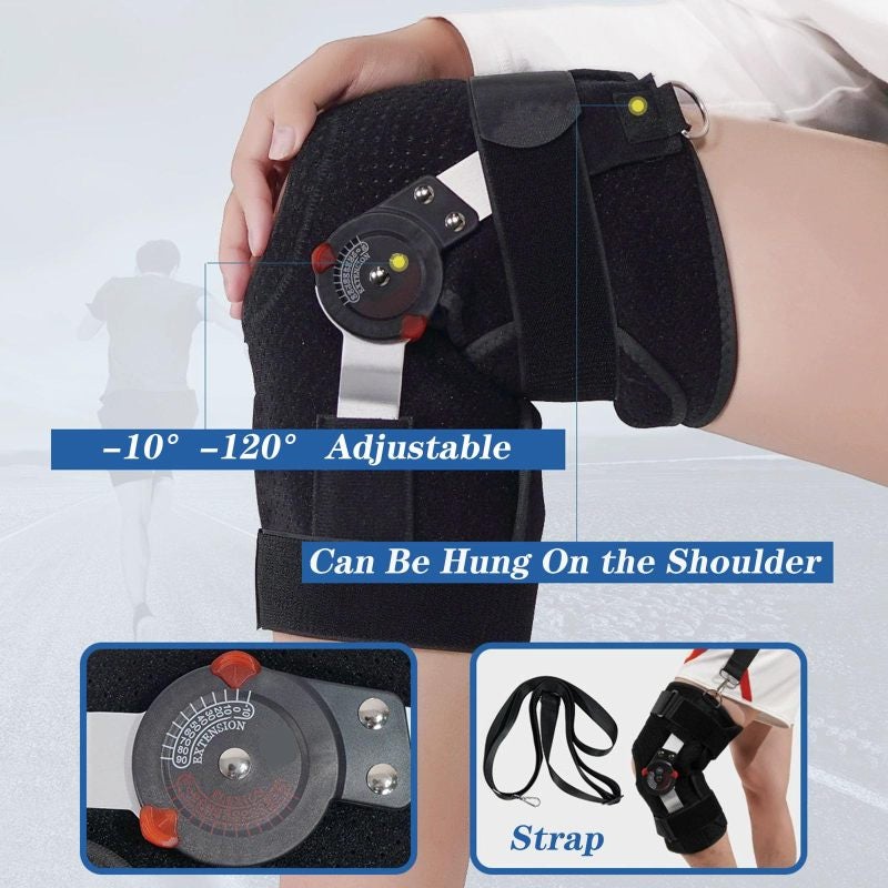 Hinged Knee Brace: Black Size S, 3D Silicone Gel Padding, Bionic Aluminum Support Frame - Bidirectional Motion Adjustment Orthopedic Support for Post-Surgical Rehabilitation, Arthritis Relief - Image 4