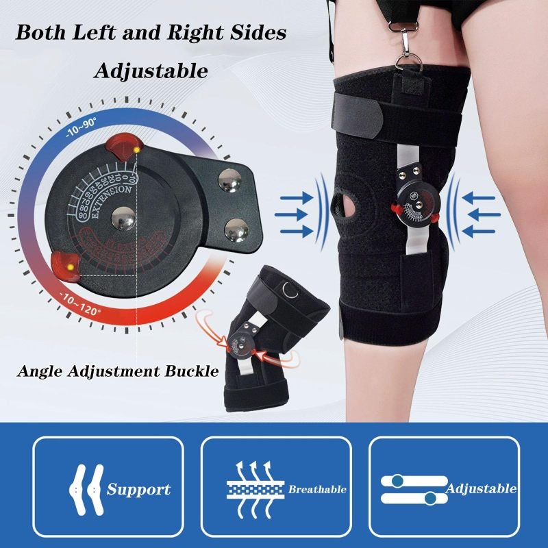 Hinged Knee Brace: Black Size S, 3D Silicone Gel Padding, Bionic Aluminum Support Frame - Bidirectional Motion Adjustment Orthopedic Support for Post-Surgical Rehabilitation, Arthritis Relief - Image 5