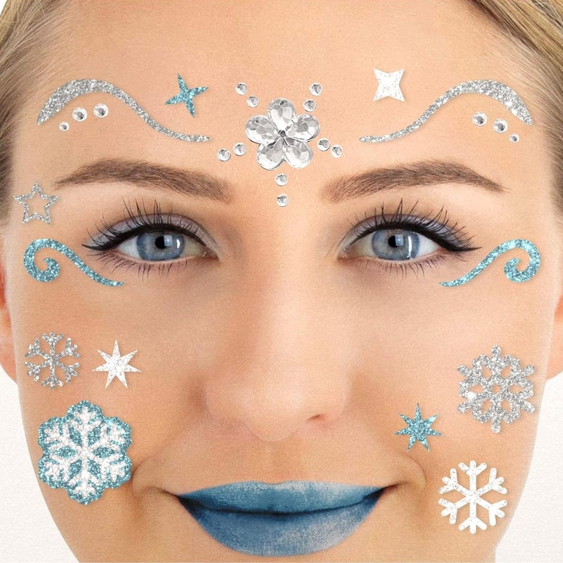 Party Factory KSA stocked goods Frozen Face Tattoo, Temporary Glitter Face Tattoo for Theme Party, Halloween & Carnival, Children & Adults Advanced minimal build - Image 1