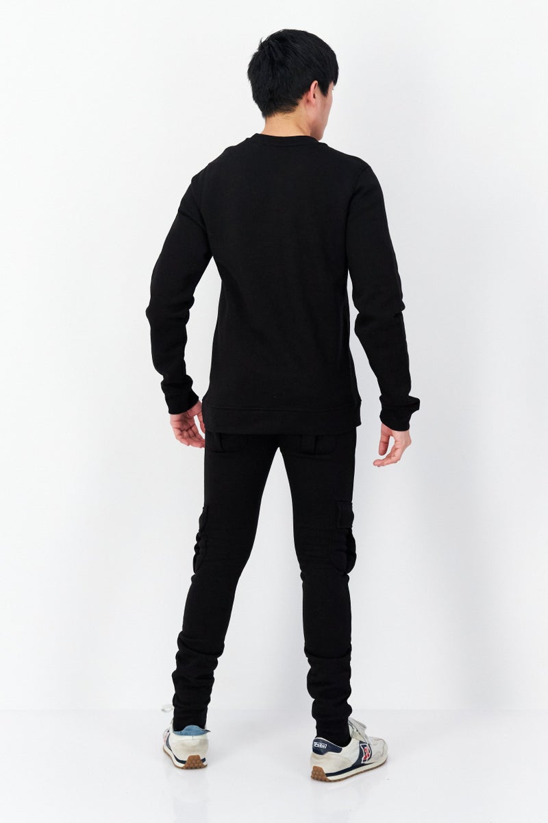 DUCK AND COVER Men 2 Pc Set Crew Neck Brand Logo Sweatshirt And Jogger, Black - Image 3