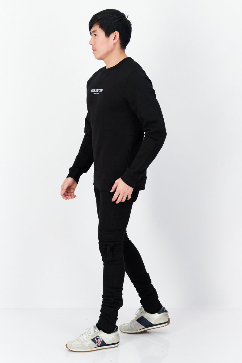 DUCK AND COVER Men 2 Pc Set Crew Neck Brand Logo Sweatshirt And Jogger, Black - Image 2