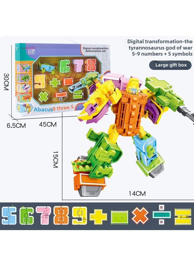 Large Digital Fit Deformation Toys Childrens Alphabet Assembled Robot Dinosaur King Kong Mecha Model Gift Box 8187 Digital Fit Deformed Dinosaur [5-9] Window Gift Box Edition 