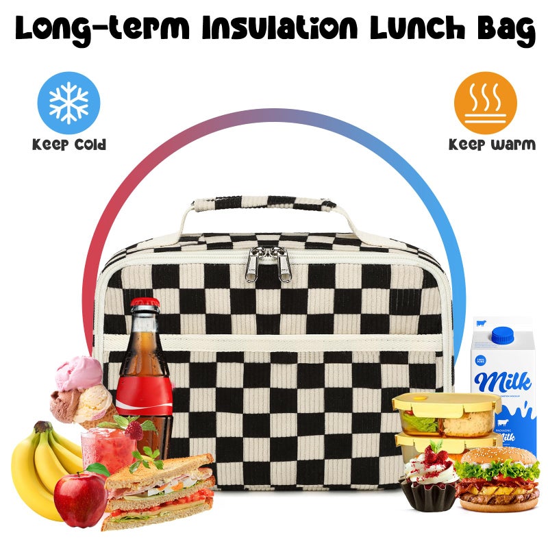 Bluboon Kids Girls Lunch Bag Insulated Lunch Box for school Corduroy Lunch Cooler Organizer School Kids Lunch Tote - Image 5