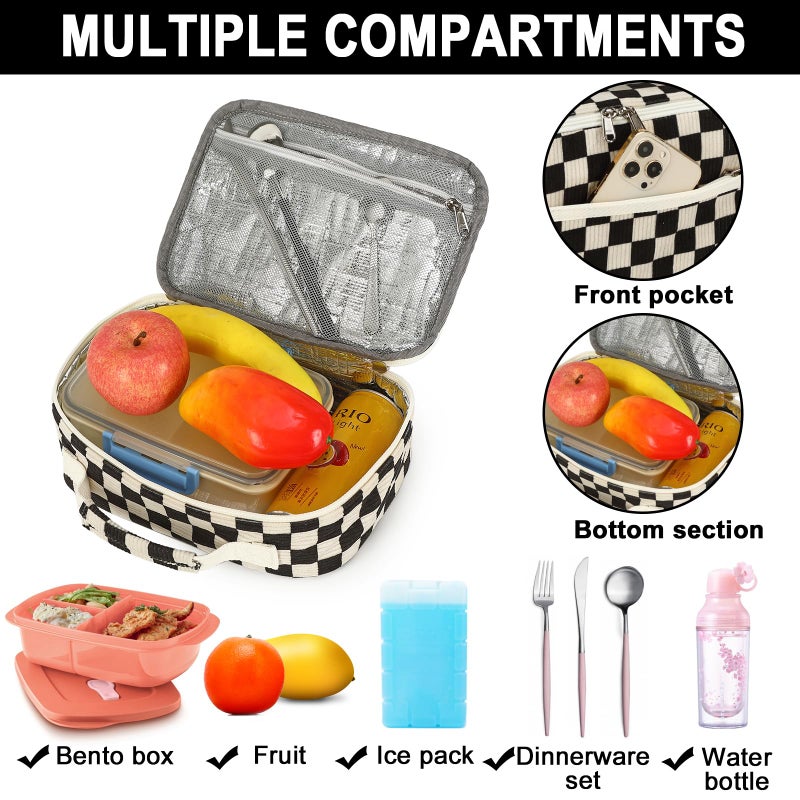 Bluboon Kids Girls Lunch Bag Insulated Lunch Box for school Corduroy Lunch Cooler Organizer School Kids Lunch Tote - Image 2