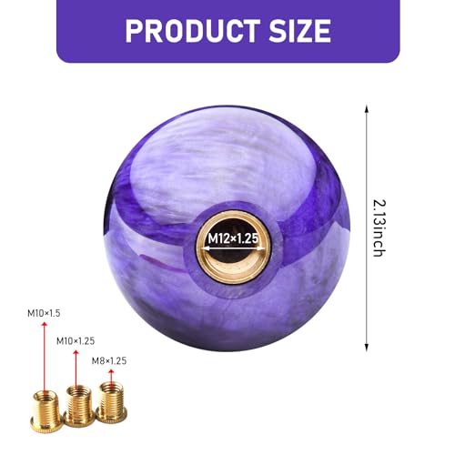 pinflaw 1 PC Automotive Modification Personalized Gearshift Head Nebula Round Spherical Shift Knob Automotive Manual or Electric Shift Knob Universal for Most Cars Purple - Image 3