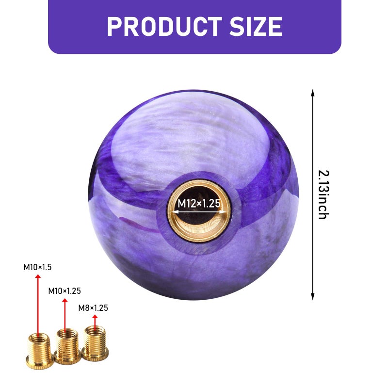 pinflaw 1 PC Automotive Modification Personalized Gearshift Head Nebula Round Spherical Shift Knob Automotive Manual or Electric Shift Knob Universal for Most Cars Purple - Image 4
