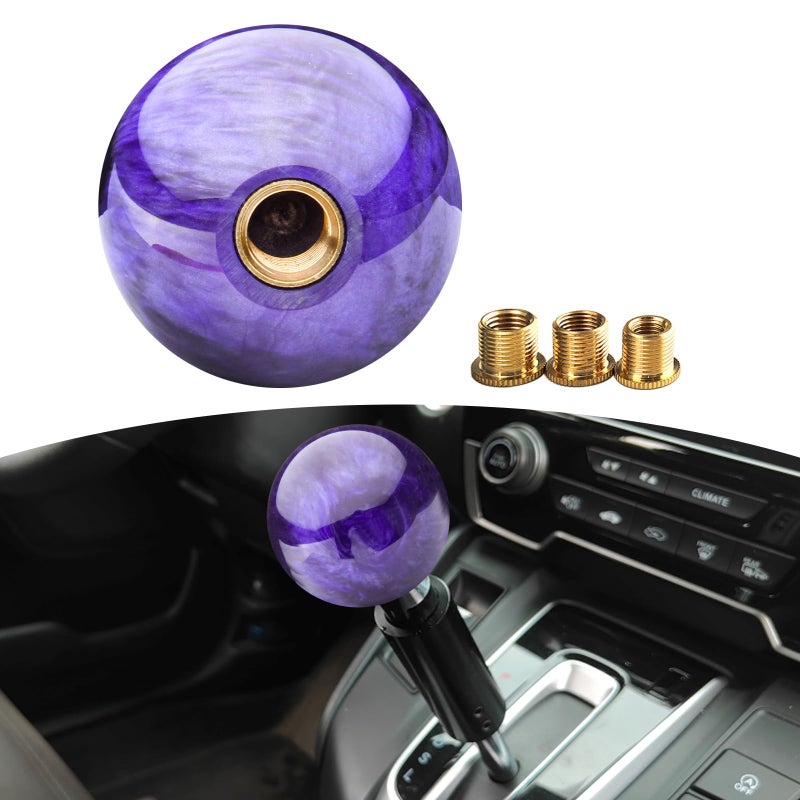 pinflaw 1 PC Automotive Modification Personalized Gearshift Head Nebula Round Spherical Shift Knob Automotive Manual or Electric Shift Knob Universal for Most Cars Purple - Image 2