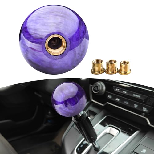 pinflaw 1 PC Automotive Modification Personalized Gearshift Head Nebula Round Spherical Shift Knob Automotive Manual or Electric Shift Knob Universal for Most Cars Purple - Image 1