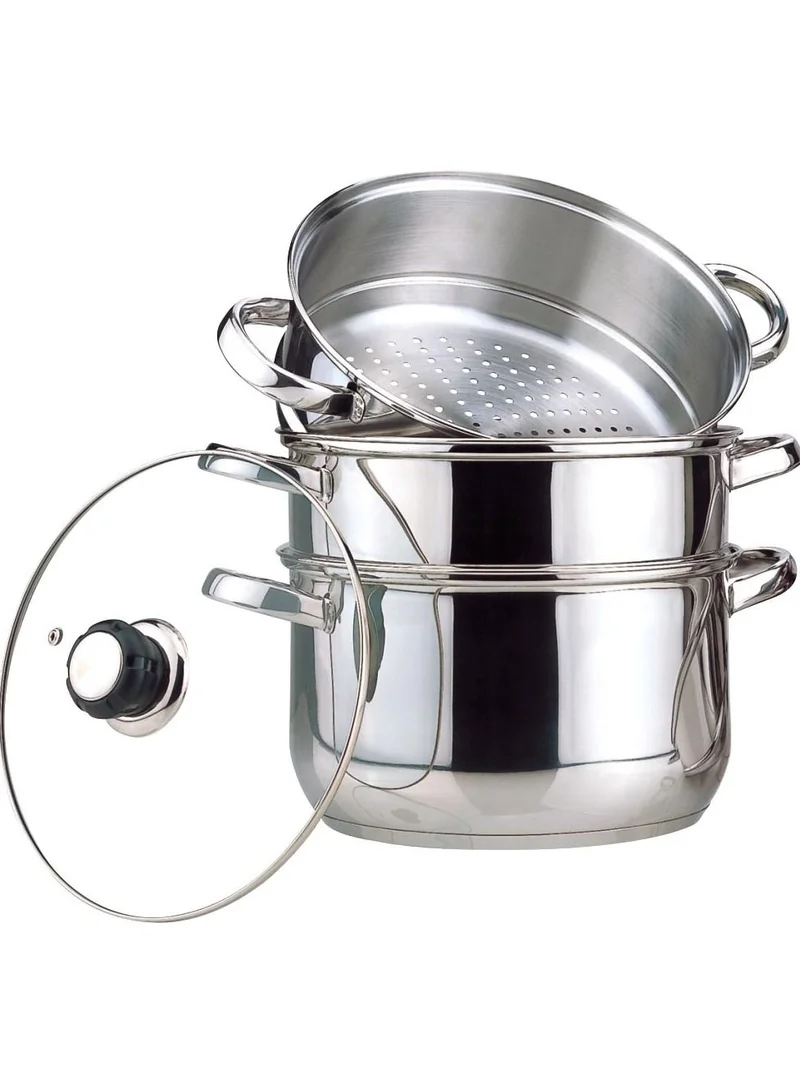 Wilson Stainless Steel 3 Tier Steamer With Glass Lid Silver 28cm