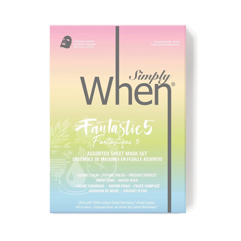 When When Simply UltraSoft Cotton Linter Facial Sheet Mask Assorted 5 PACK