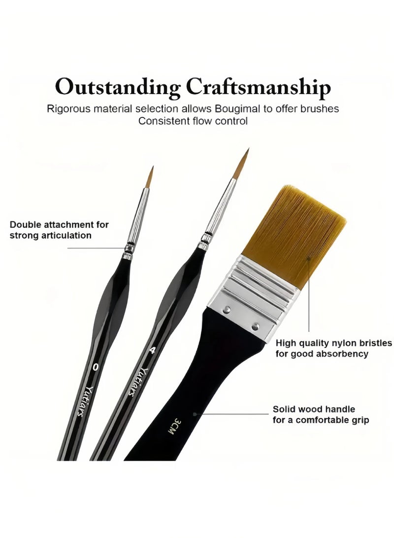 Generic 32pcs Paint Brush Set, Artist Series, Nylon Bristles with Round, Filbert, Flat, Fan, Angle, Fine Detail Brush, Suitable for Artists and Beginners for Acrylic Painting, Oil, Watercolor  - Image 5